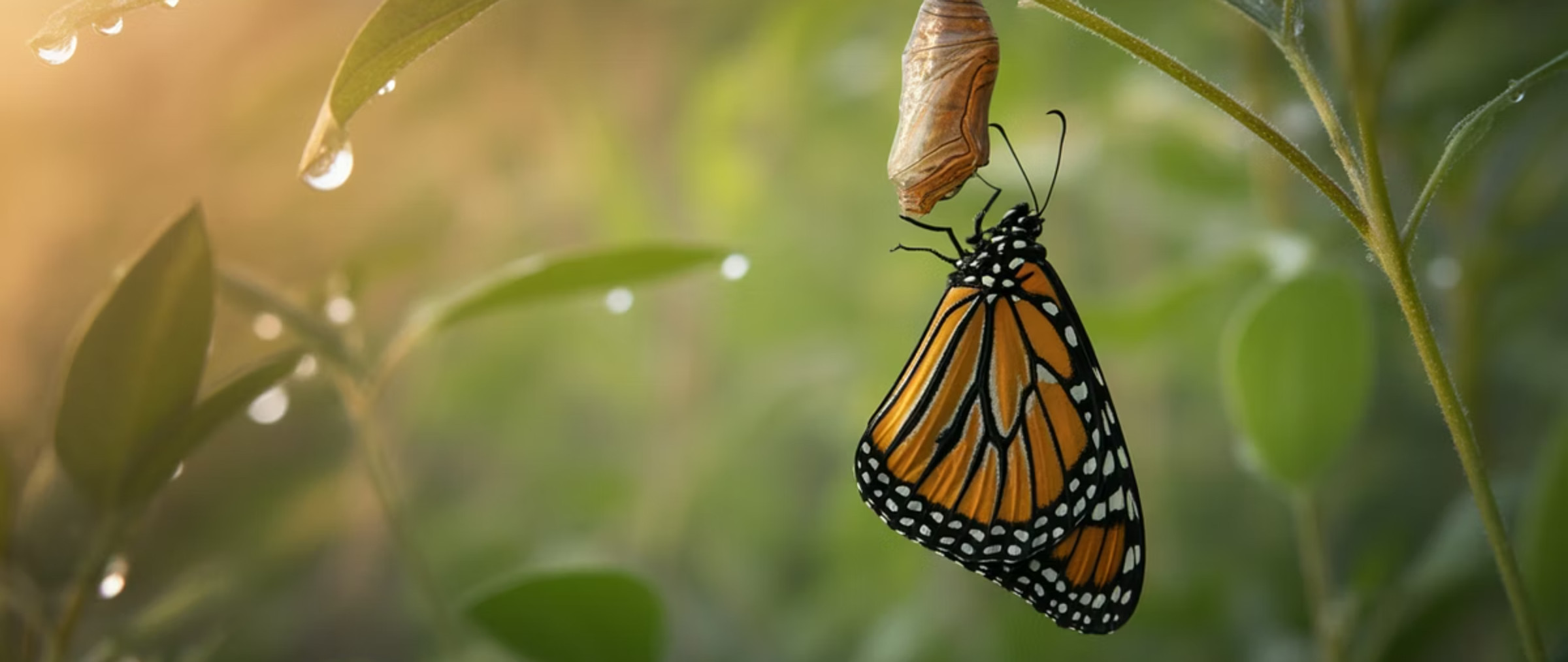 A butterfly and its chrysalis.